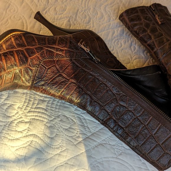 Miu Miu Embossed Crocodile  Boots  Size 39 - Picture 7 of 12